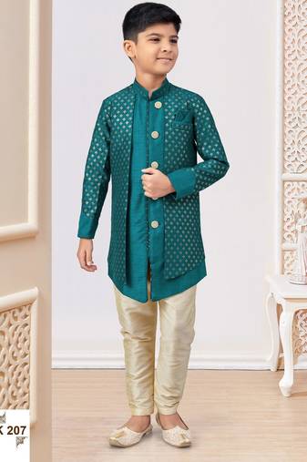 Green banarasi silk embroidered indowestern