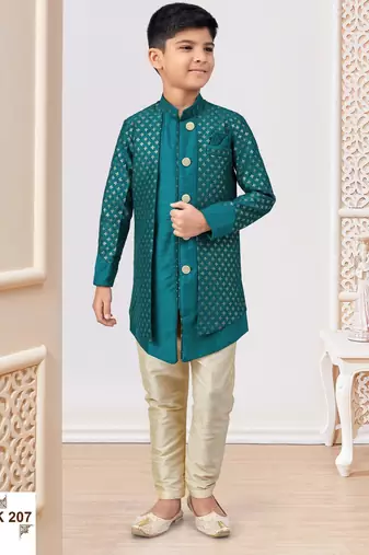 Green banarasi silk embroidered indowestern