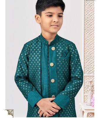 Green banarasi silk embroidered indowestern 2