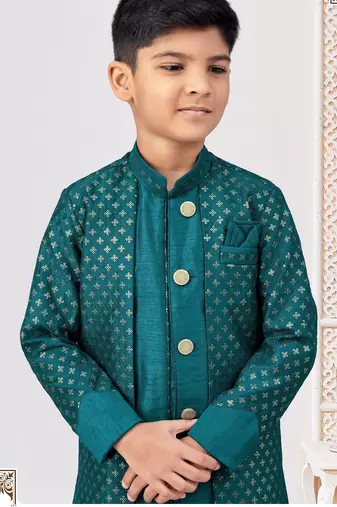 Green banarasi silk embroidered indowestern