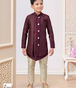 Brown banarasi silk embroidered indowestern