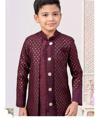 Brown banarasi silk embroidered indowestern 2