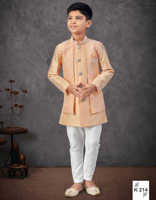 Orange banarasi silk embroidered indowestern 1