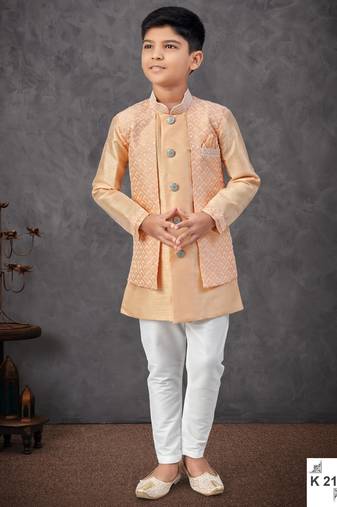 Orange banarasi silk embroidered indowestern