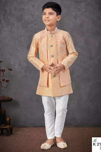 Orange banarasi silk embroidered indowestern