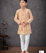 Orange banarasi silk embroidered indowestern