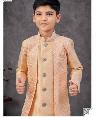 Orange banarasi silk embroidered indowestern 2