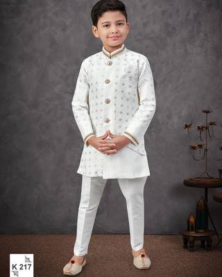 White banarasi silk embroidered indowestern 1