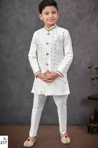 White banarasi silk embroidered indowestern