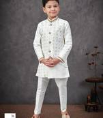 White banarasi silk embroidered indowestern