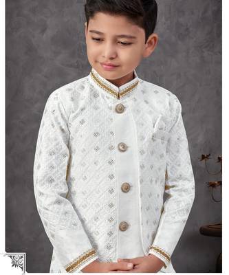 White banarasi silk embroidered indowestern 2