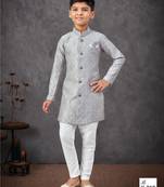Grey banarasi zari jackard embroidered indowestern