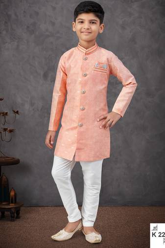 Orange banarasi zari jackard embroidered indowestern