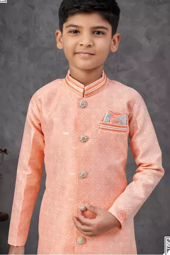 Orange banarasi zari jackard embroidered indowestern
