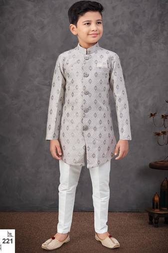 Grey banarasi zari jackard embroidered indowestern