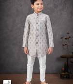 Grey banarasi zari jackard embroidered indowestern