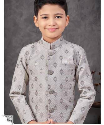 Grey banarasi zari jackard embroidered indowestern 2