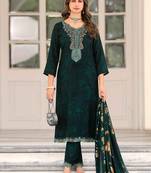 teal pashmina embroidered dress material