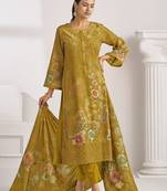 mustard lawn cotton digital printed dress material