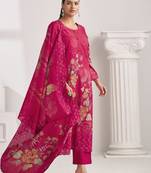 magenta lawn cotton digital printed dress material