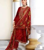 red pashmina embroidered dress material