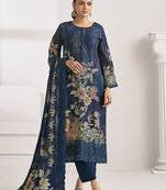 navy blue lawn cotton digital printed dress material