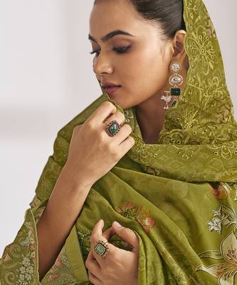 olive lawn cotton digital printed dress material 3