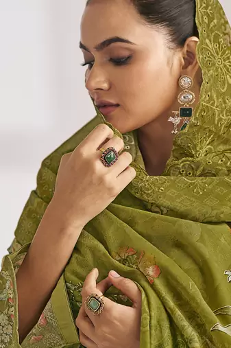 olive lawn cotton digital printed dress material