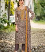 brown pashmina digital printed dress material