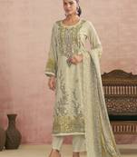 cream lawn cotton digital printed dress material