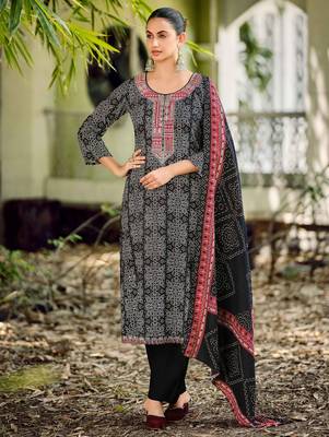 black pashmina digital printed dress material 1
