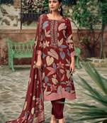 maroon pashmina digital printed dress material