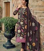 brown pashmina digital printed dress material