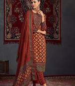 maroon pashmina digital printed dress material