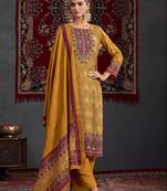 mustard pashmina digital printed dress material