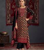 Stylee lifestyle black pashmina digital printed dress material
