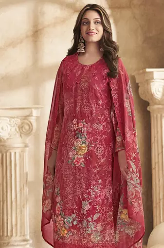 red georgette digital printed dress material