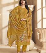 mustard georgette digital printed dress material