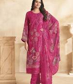 magenta georgette digital printed dress material