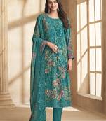 teal georgette digital printed dress material
