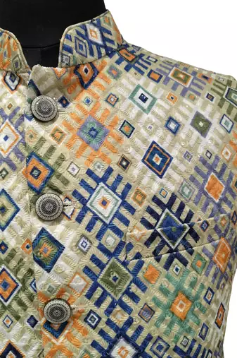 Traditional geometrical printed premium nehru jacket/waistcoat