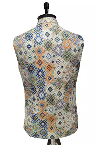 Traditional geometrical printed premium nehru jacket/waistcoat