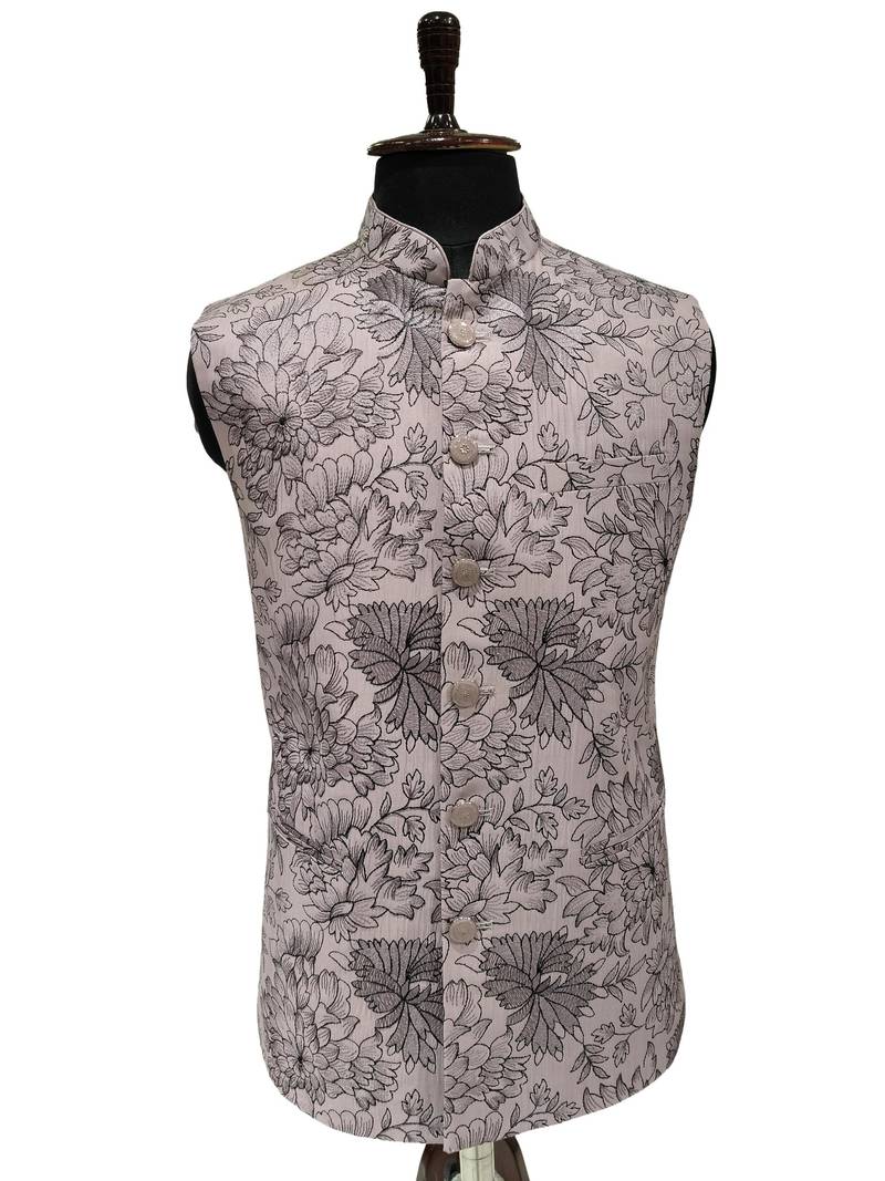 Muted lavender petal maharaja nehru jacket/waistcoat/bandhgala