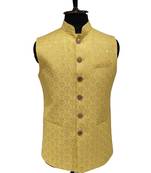 Yellow suryavanshi heritage nehru jacket/waistcoat/bandhgala