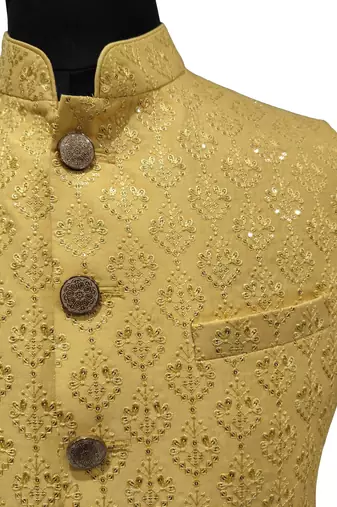 Yellow suryavanshi heritage nehru jacket/waistcoat/bandhgala