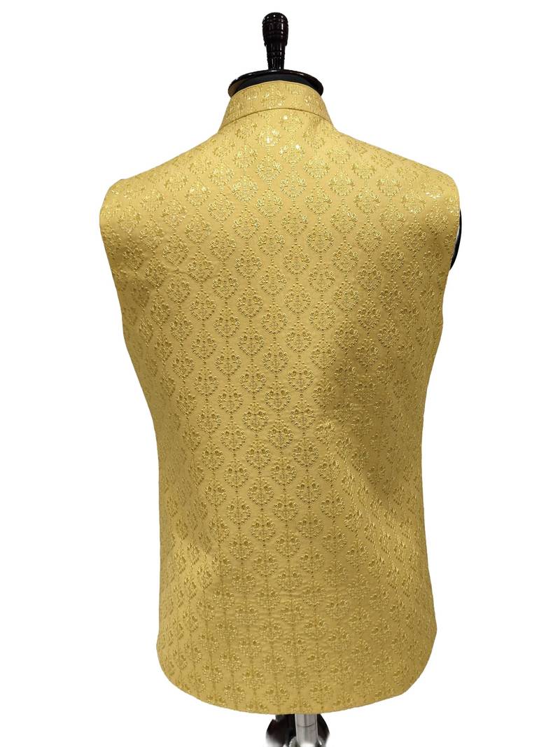 Yellow suryavanshi heritage nehru jacket/waistcoat/bandhgala