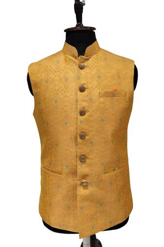 Mustard festive ochre elegance nehru jacket/waistcoat/bandhgala