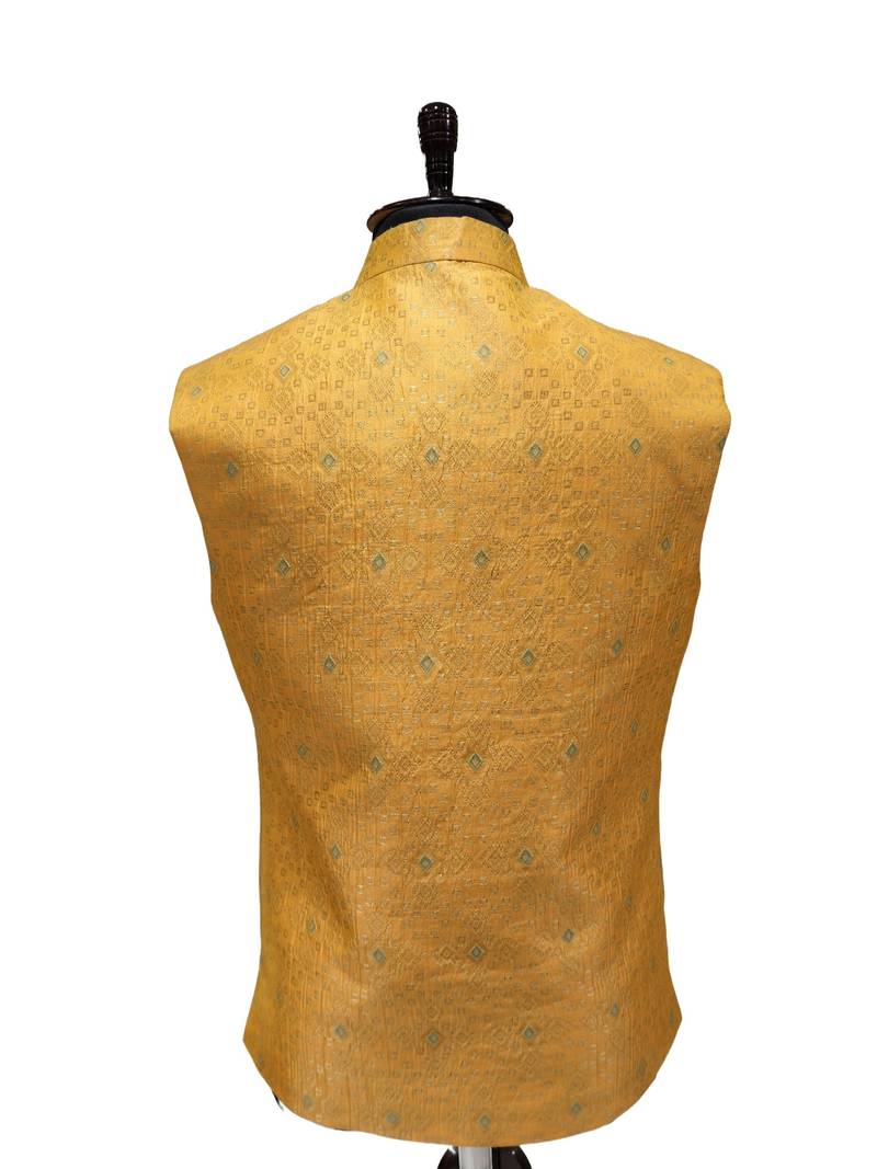 Mustard festive ochre elegance nehru jacket/waistcoat/bandhgala