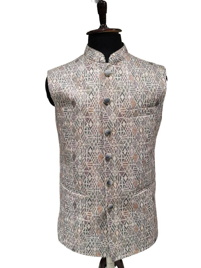 Multicolor urban mosaic nehru jacket/waistcoat/bandhgala