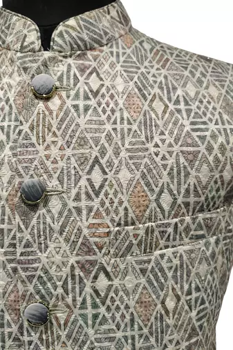 Multicolor urban mosaic nehru jacket/waistcoat/bandhgala